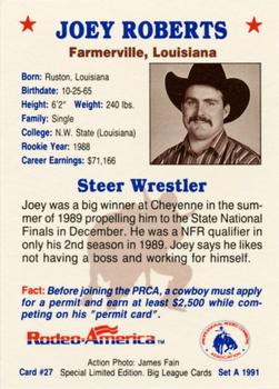 1991 Rodeo America Set A #27 Joey Roberts Back